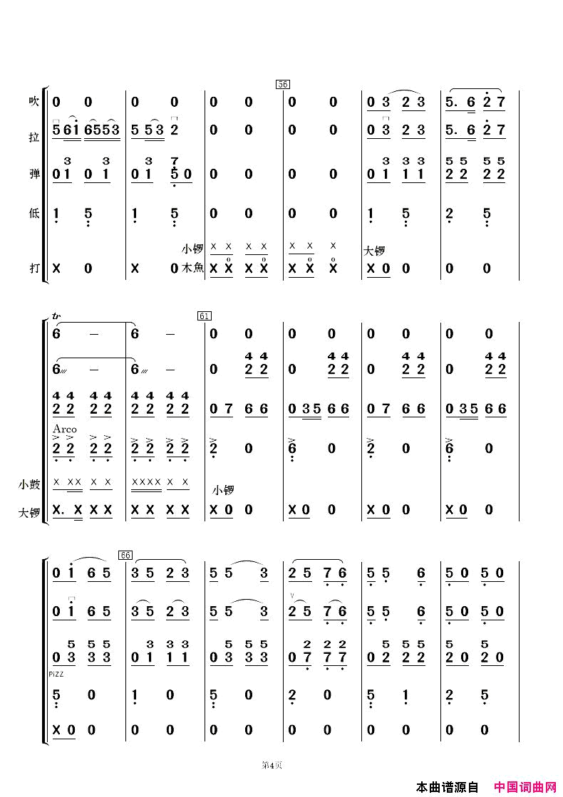 花灯锣鼓闹新春民乐合奏_新版简谱