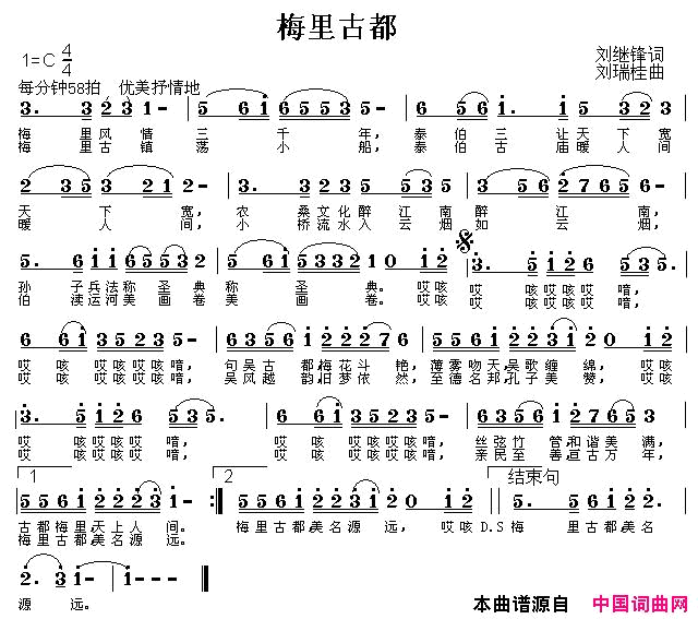 梅里古都刘继锋作词刘瑞桂作曲简谱_蓝馨妮演唱_刘继锋/刘瑞桂词曲