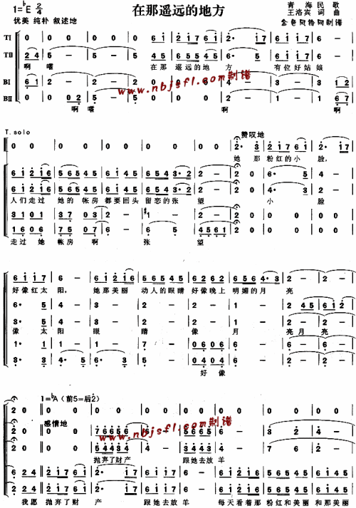 在那遥远的地方青海民歌简谱