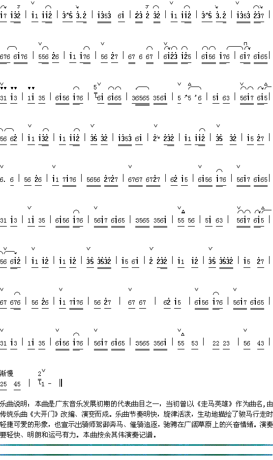 走马1_2简谱_器乐曲演唱