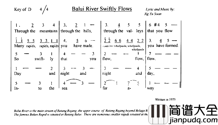 BaluiRiverSwiftlyFlows简谱