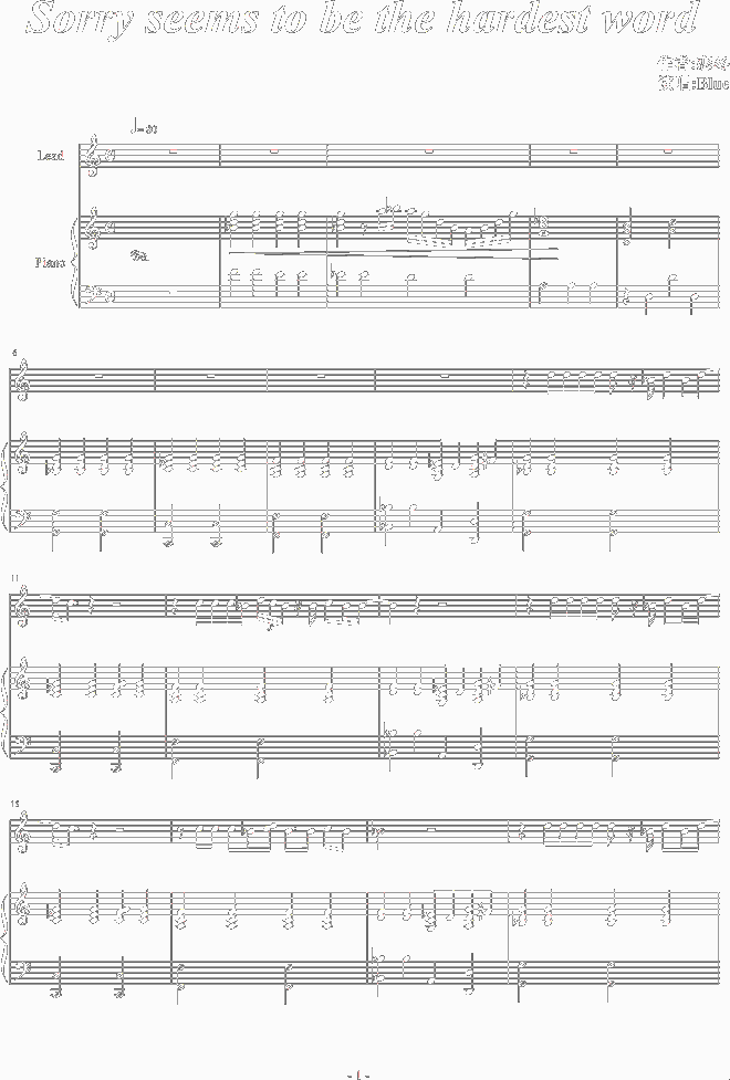 SorrySeemsToBeTheHardestWord_弹唱简谱