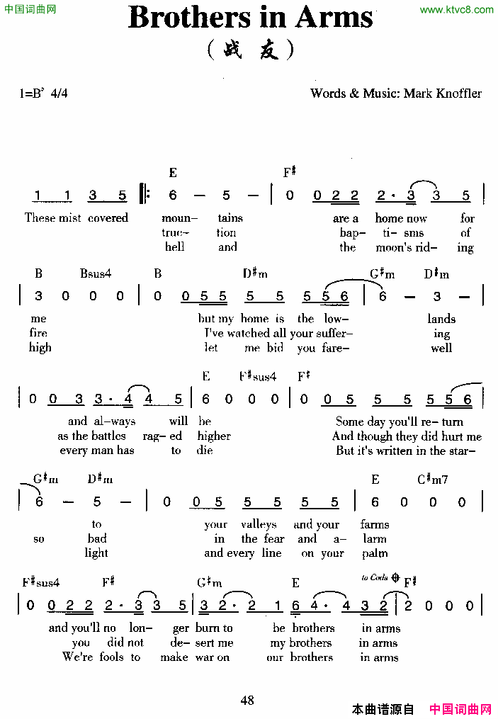 [英]BrothersinArms战友[英]Brothers_in_Arms战友简谱