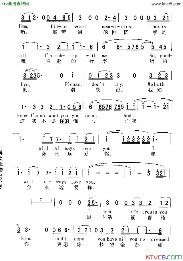 IWILLALWAYSLOVEYOU我会永远爱你简谱