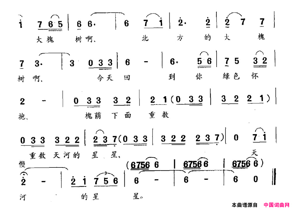 北方的大槐树黎琦词陈枫曲北方的大槐树黎琦词_陈枫曲简谱