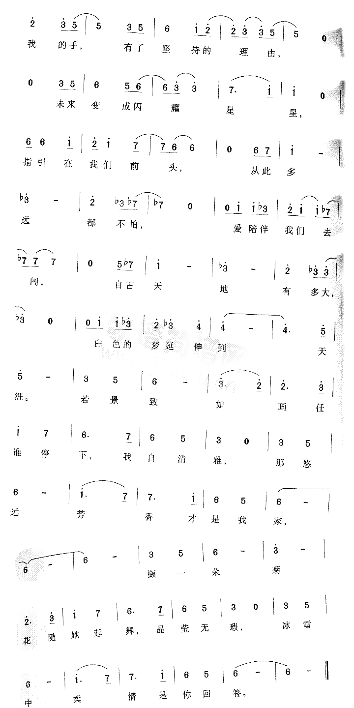 冰菊舞简谱_李宇春演唱