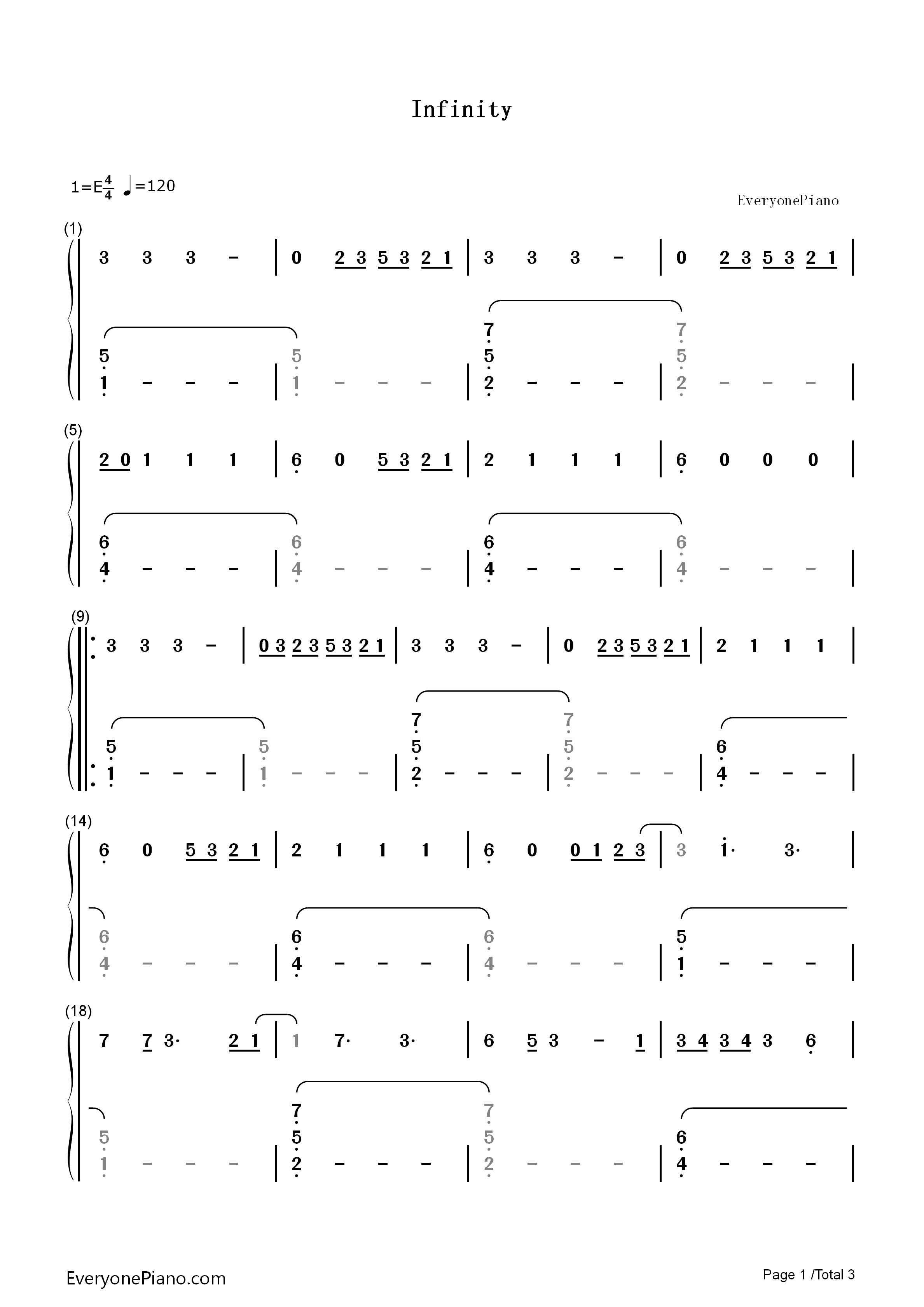 Infinity钢琴简谱_One_Direction演唱