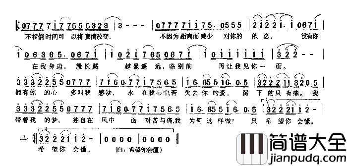 希望你会懂简谱_成龙演唱