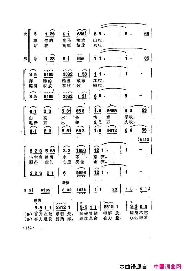 毛泽东之歌_红太阳歌曲集151_200简谱