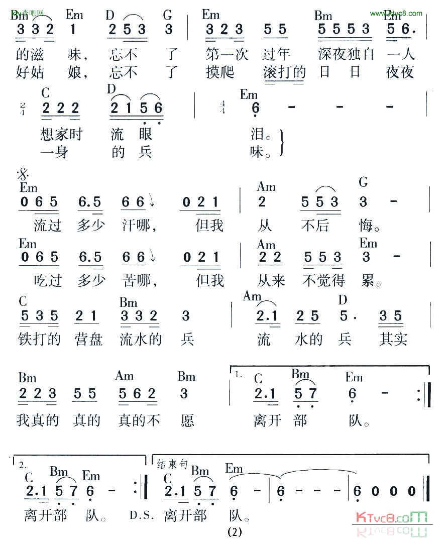 铁打的营盘流水的兵简谱_高歌演唱