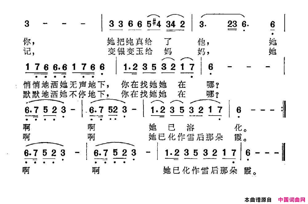 雪花张藜词张振国曲雪花张藜词_张振国曲简谱