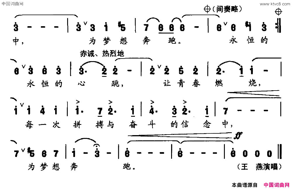 永恒的心跳简谱_王燕演唱_郭凤/郭凤词曲