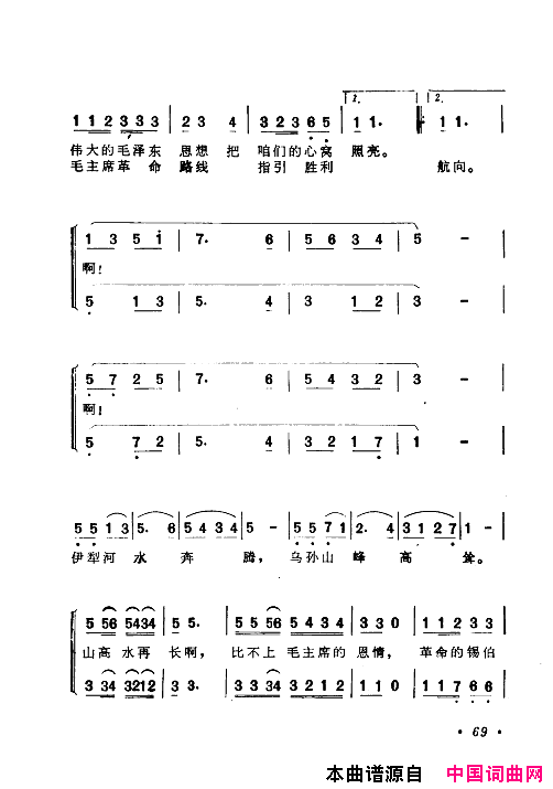 毛泽东赞歌：百首赞歌献给毛主席百年诞辰061_120简谱