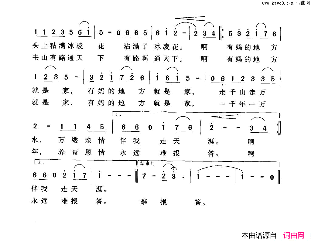 有妈的地方就是家简谱