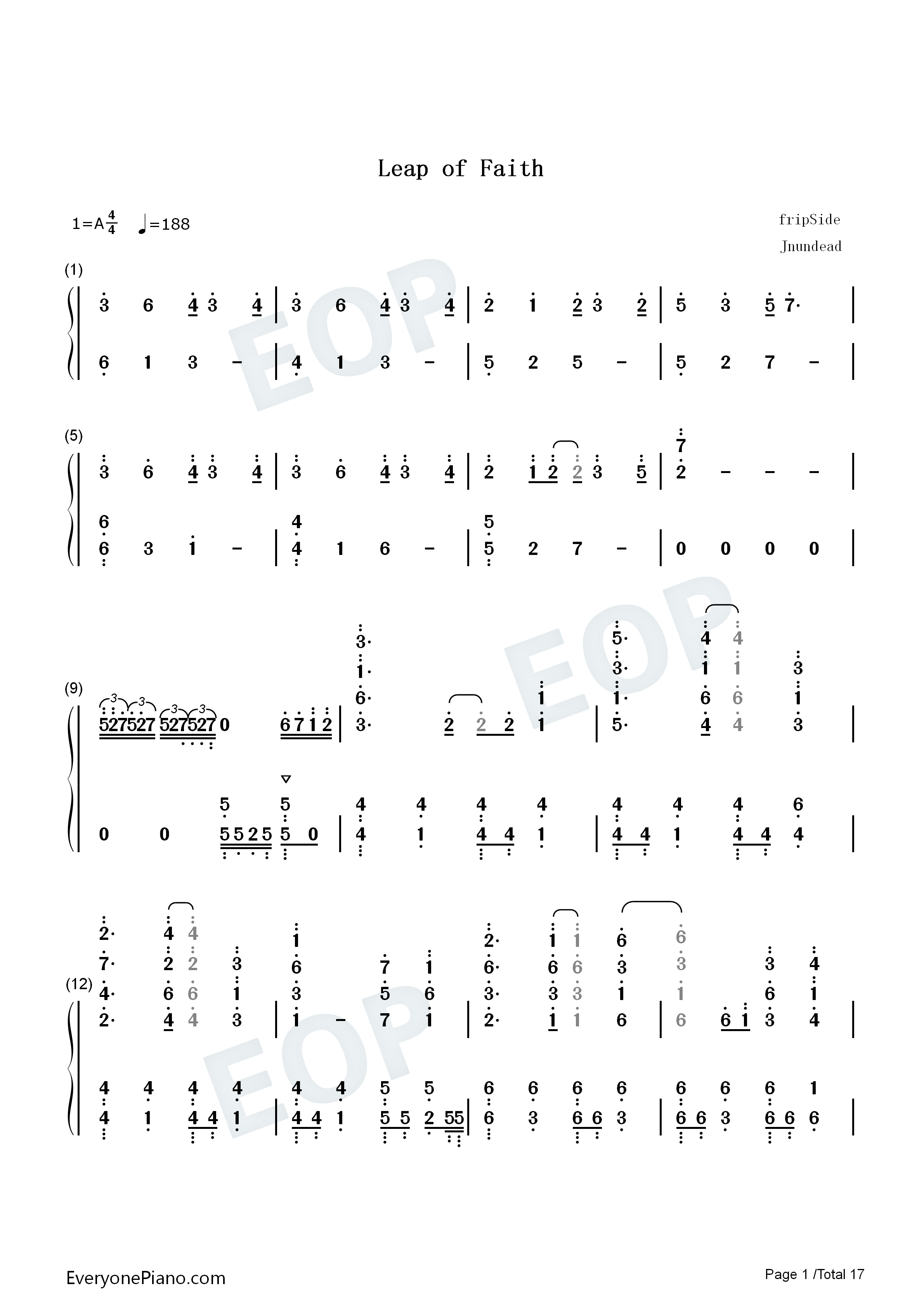 Leap_of_faith钢琴简谱_fripSide演唱