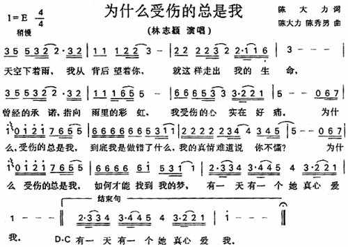 为什么受伤的总是我简谱