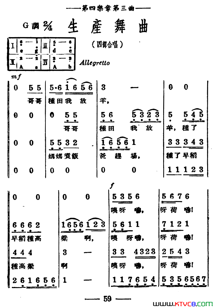 生产舞曲简谱