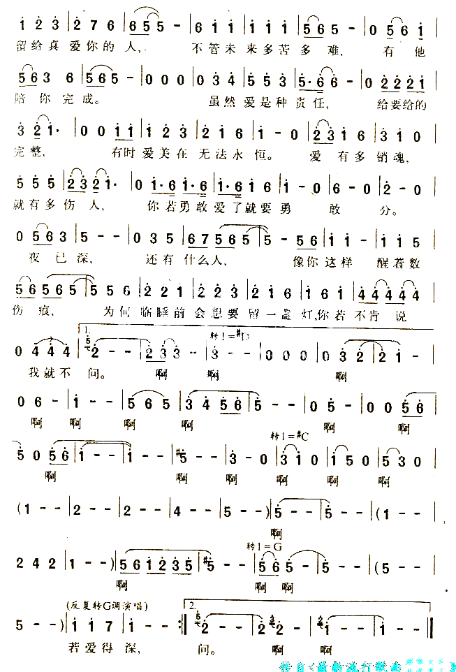 伤痕简谱_林亿莲演唱