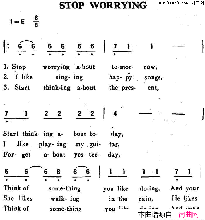 STOPWORRYING不要忧虑STOP_WORRYING不要忧虑简谱