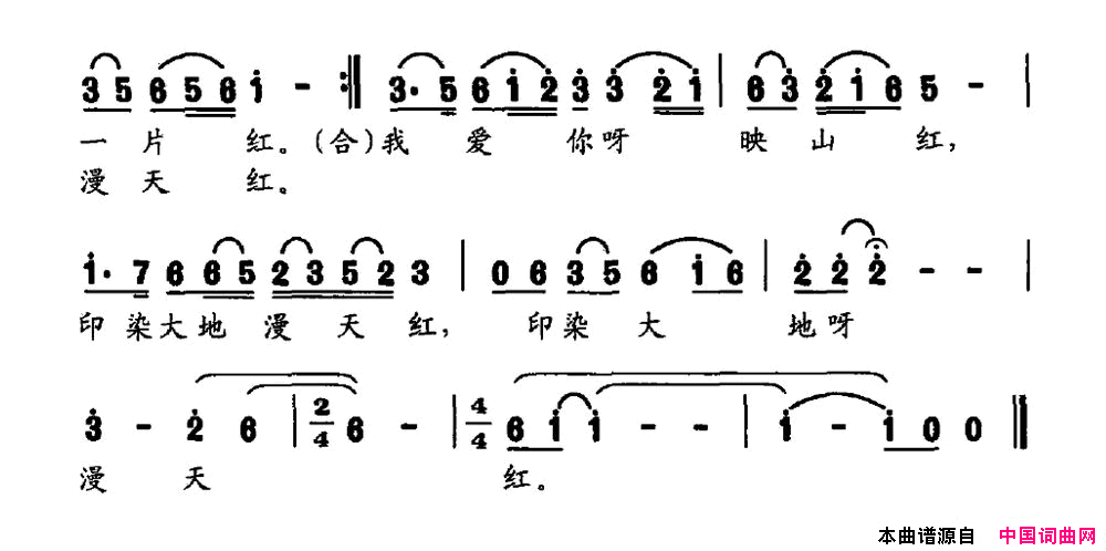 映山红之恋简谱