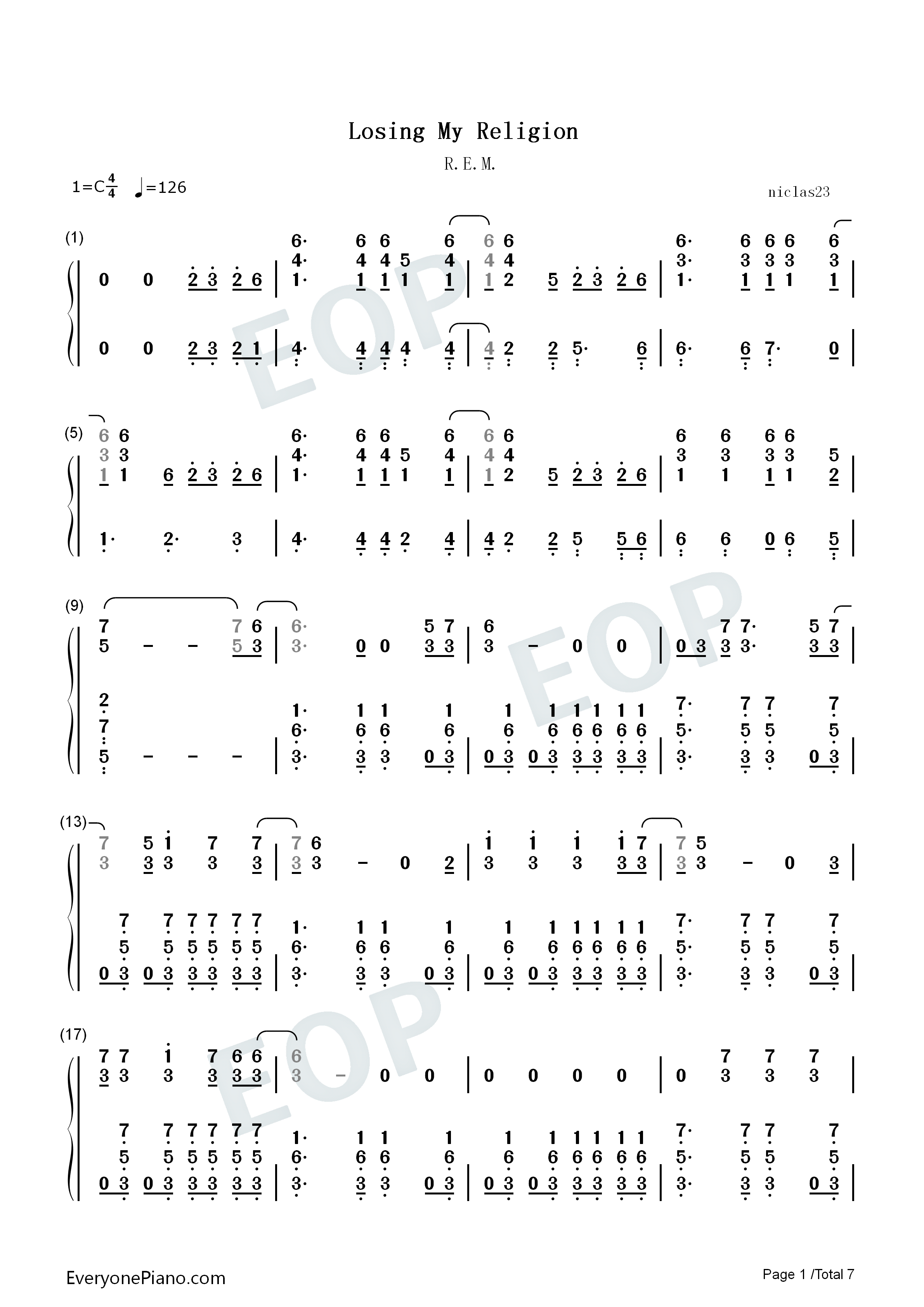 Losing_My_Religion钢琴简谱_R.E.M.演唱