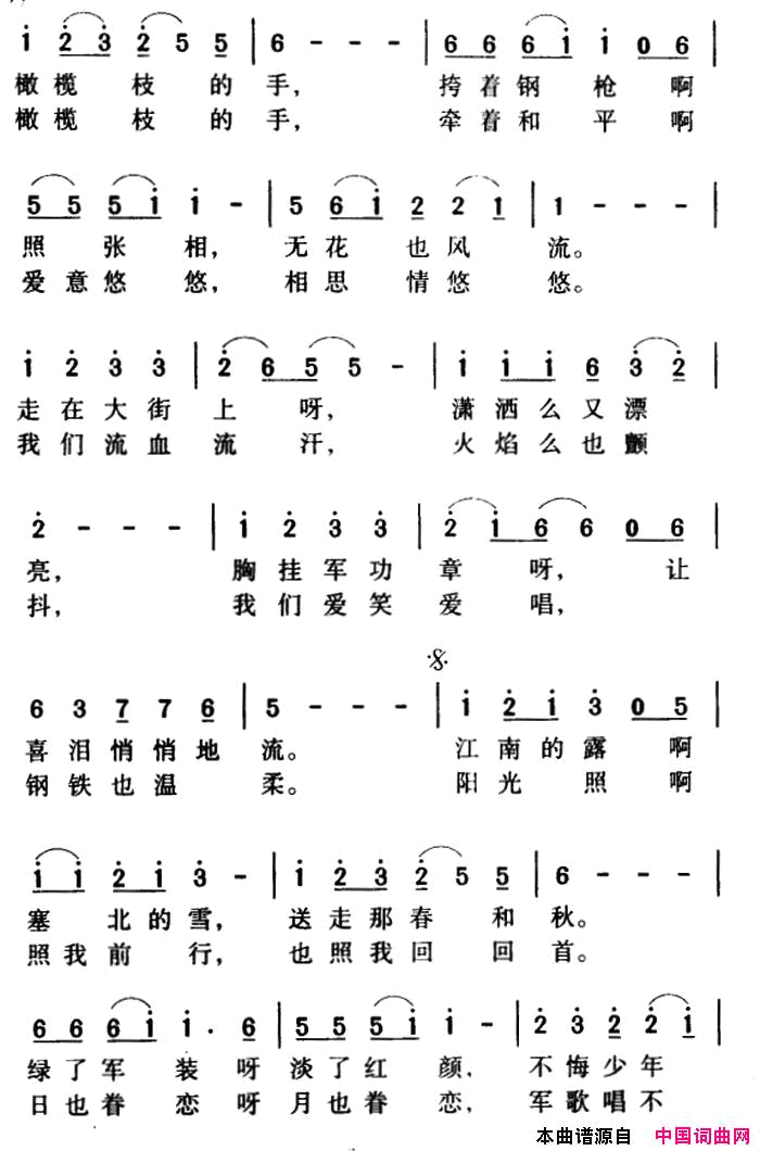 潇洒女兵军歌金曲简谱