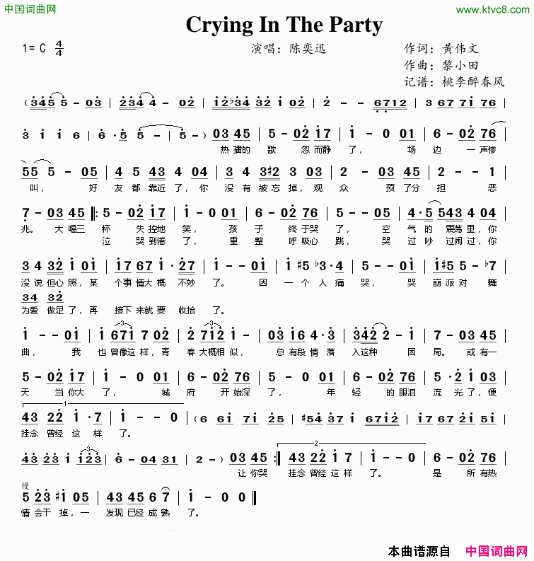 CryingInTheParty简谱