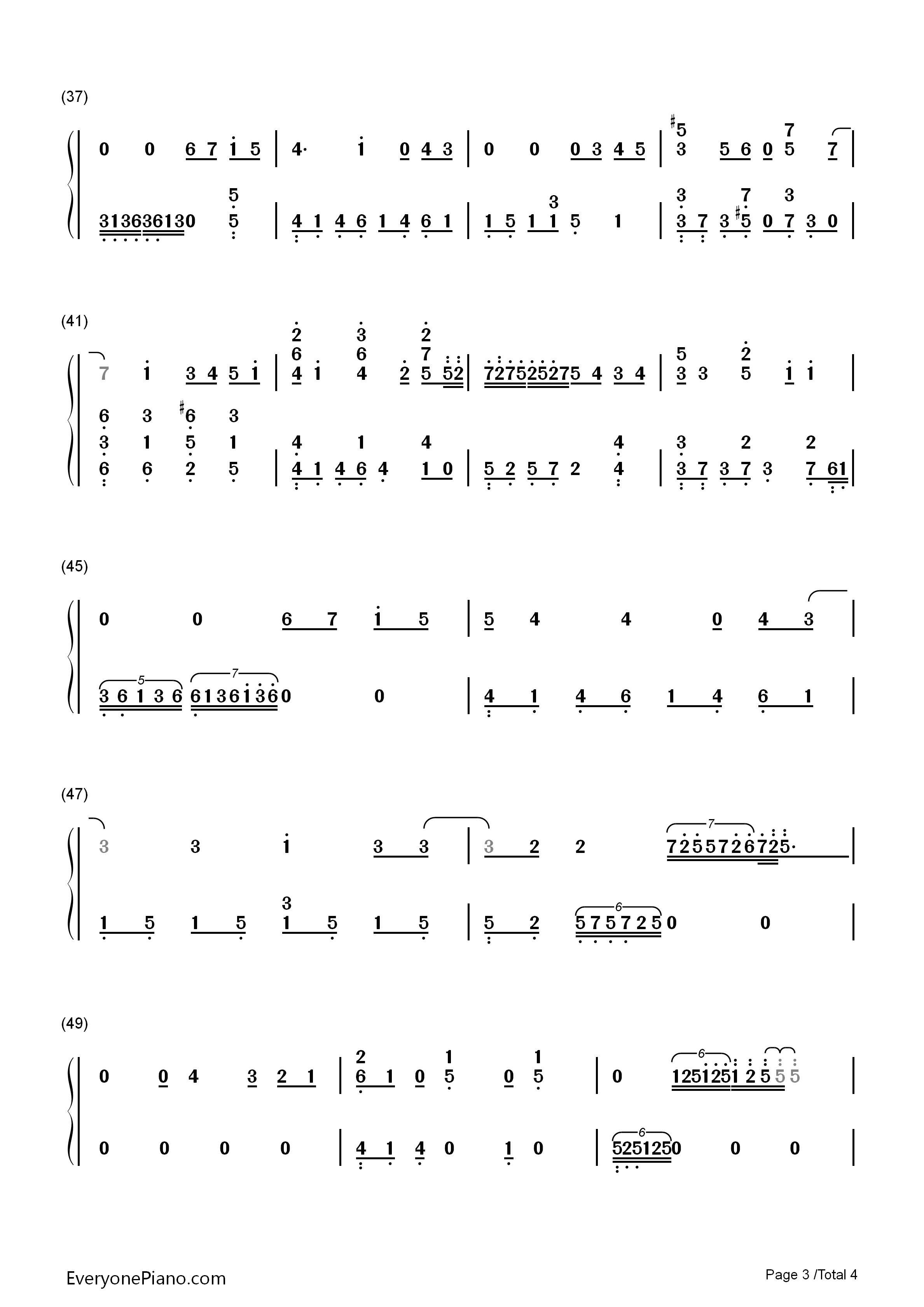 A钢琴简谱_Ray演唱