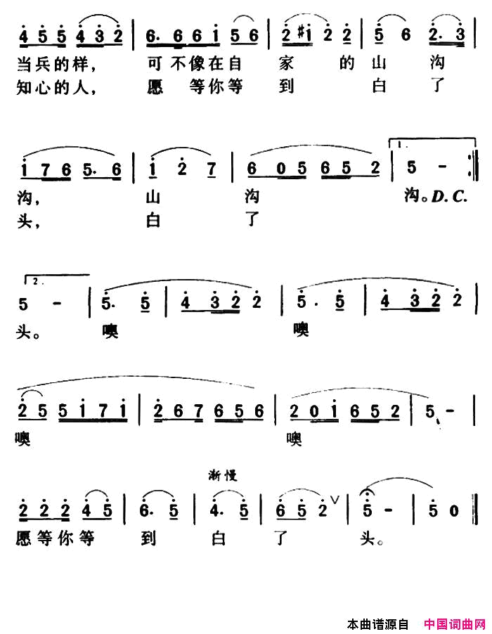 军歌金曲：哥哥要当兵走简谱_张也演唱_张士夑/楚兴元词曲