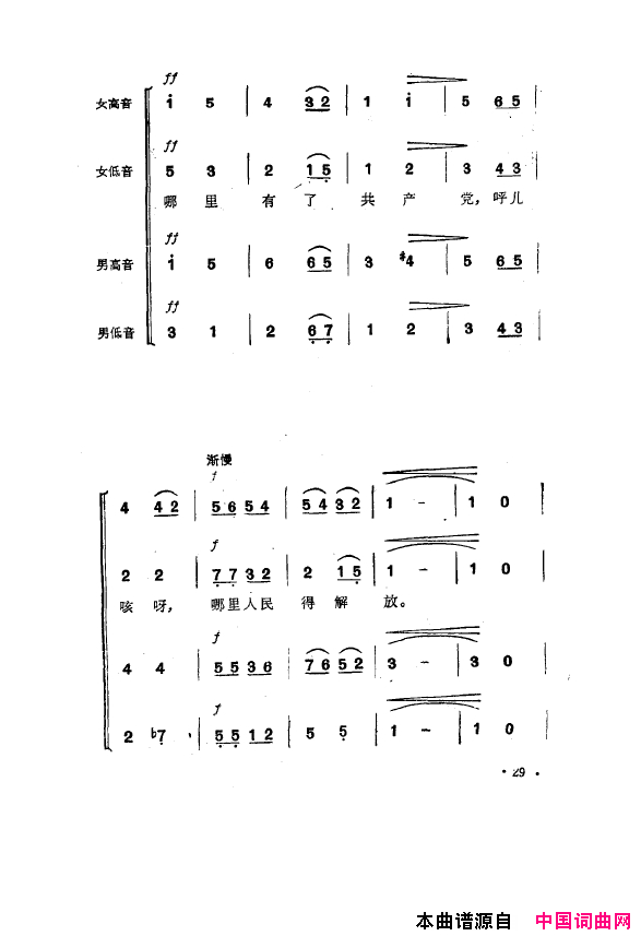 毛泽东之歌_红太阳歌曲集000_050简谱