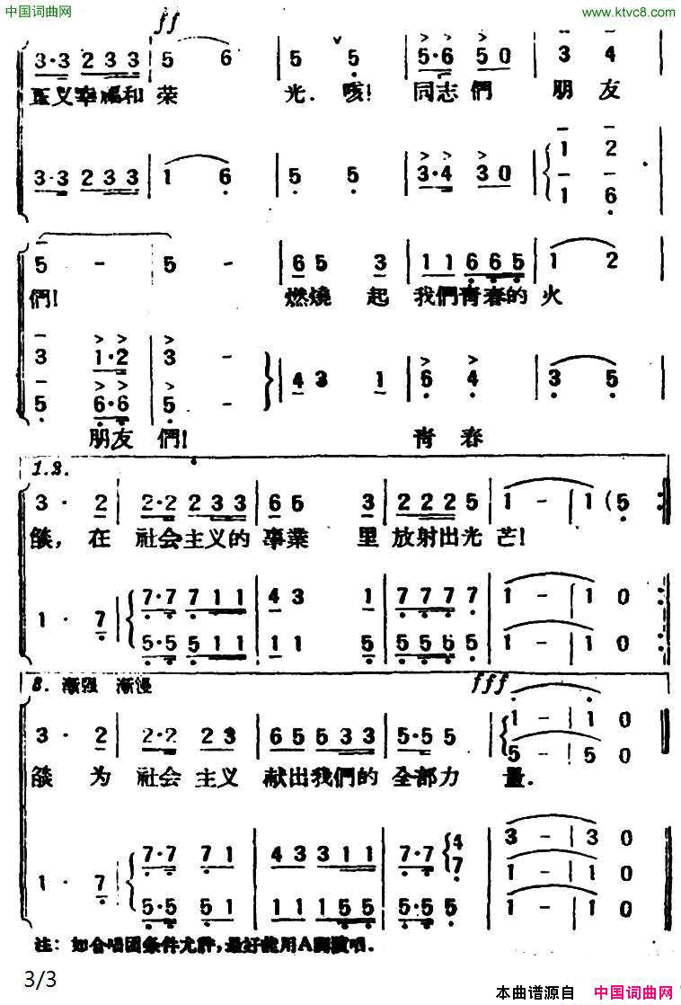 青年列车员之歌简谱