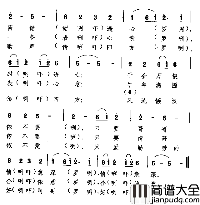 叫侬唱歌侬就唱苗族民歌简谱