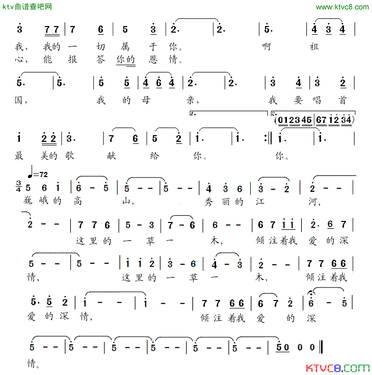 倾注着爱的深情简谱_刘捷演唱