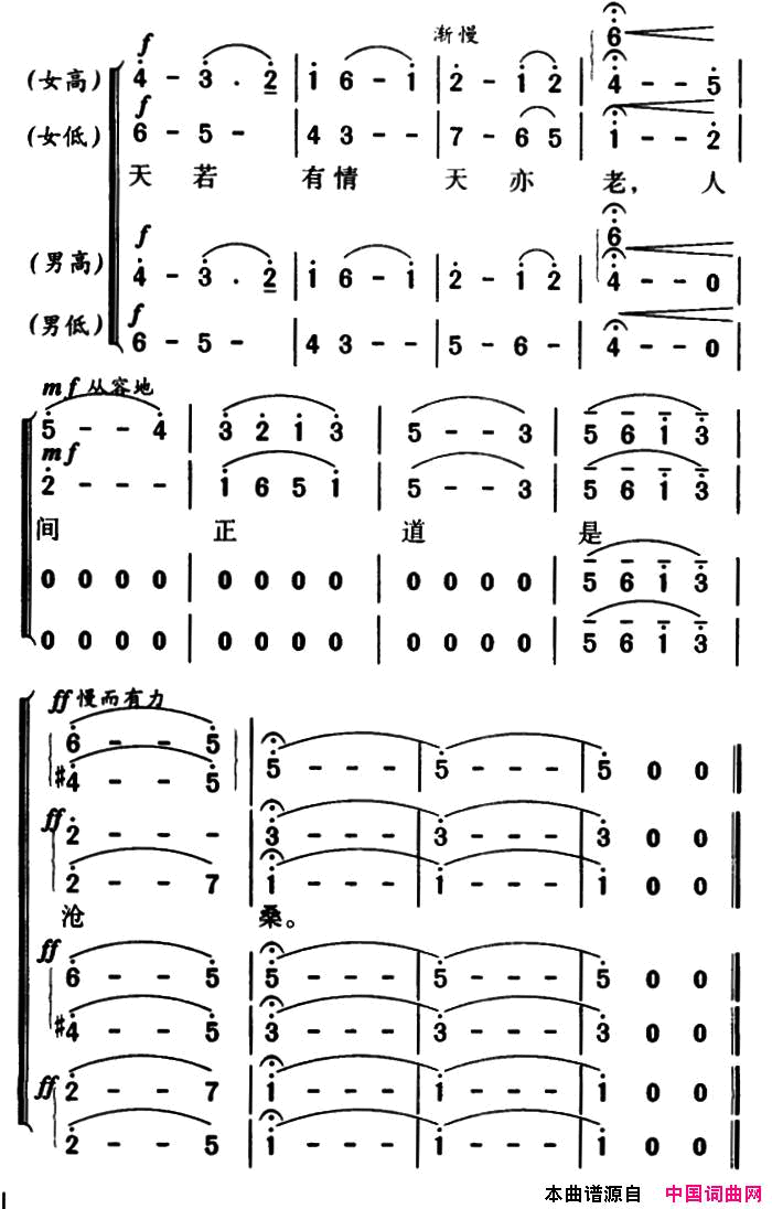 军歌金曲：七律·人民解放军占领南京简谱