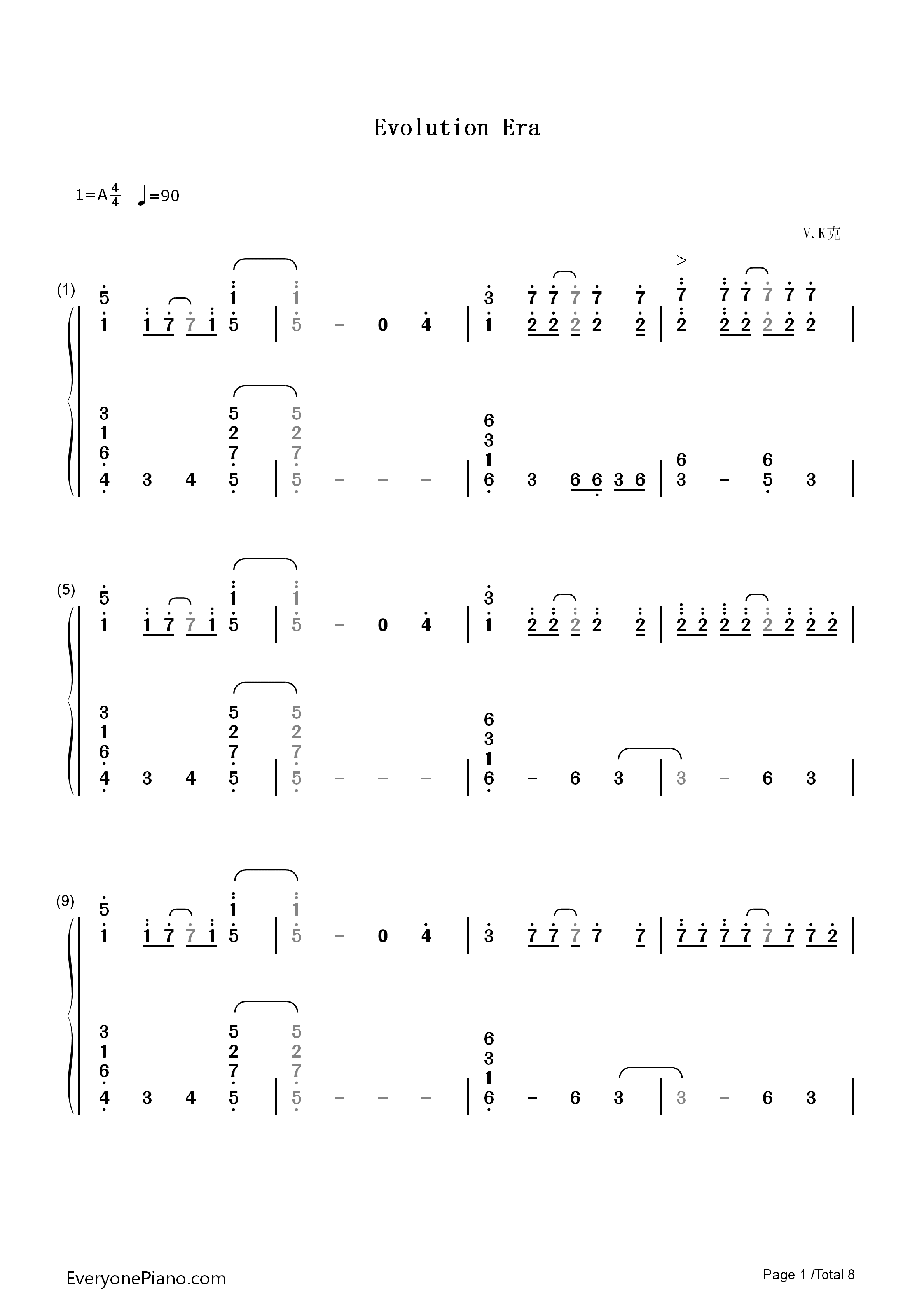 Evolution_Era钢琴简谱_V.K克演唱