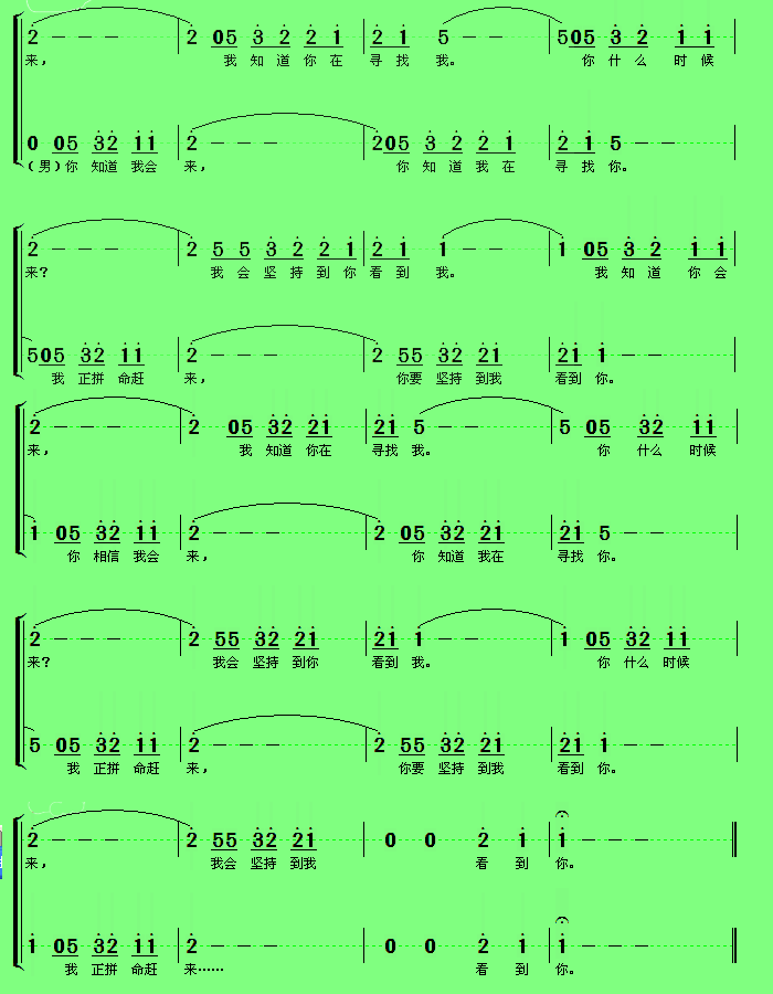 感人歌曲－小柯精品－_相信－我知道你会来_简谱_大山演唱