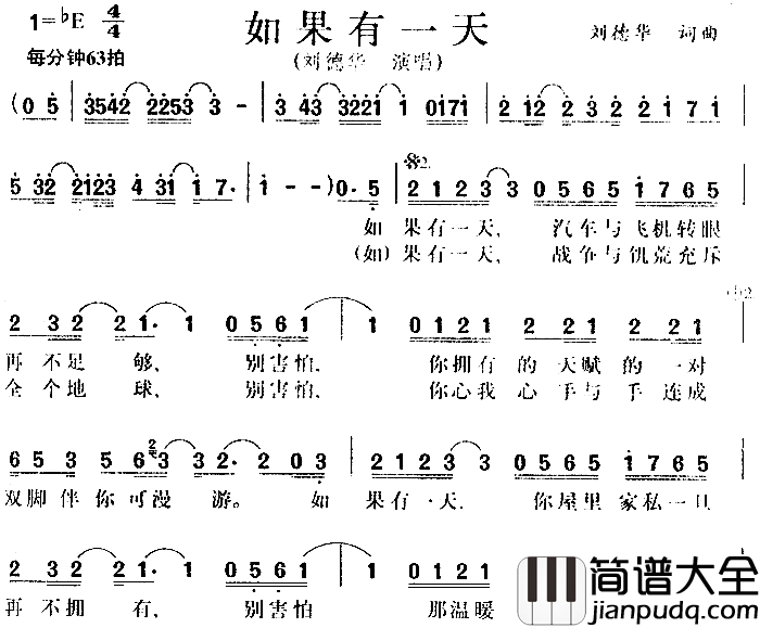 如果有一天道地绿茶2003广告歌简谱