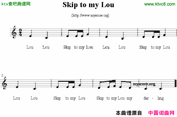 SkiptomyLou英文儿歌、五线谱简谱