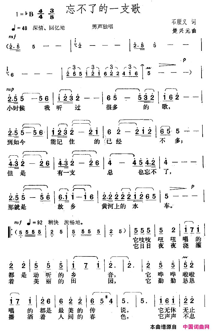 忘不了的一支歌简谱_阎维文演唱