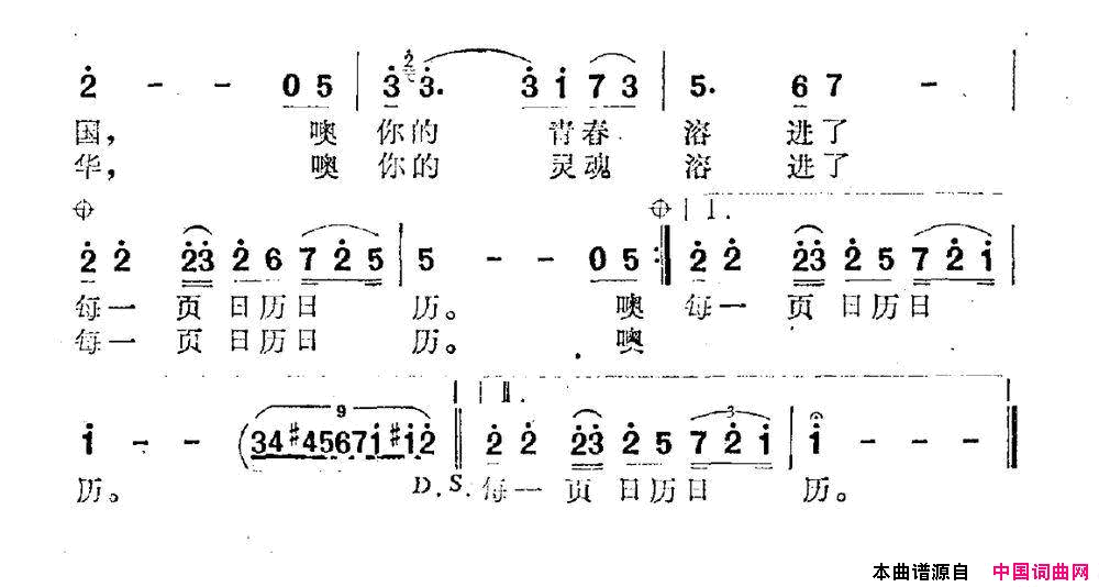 永恒的日历简谱