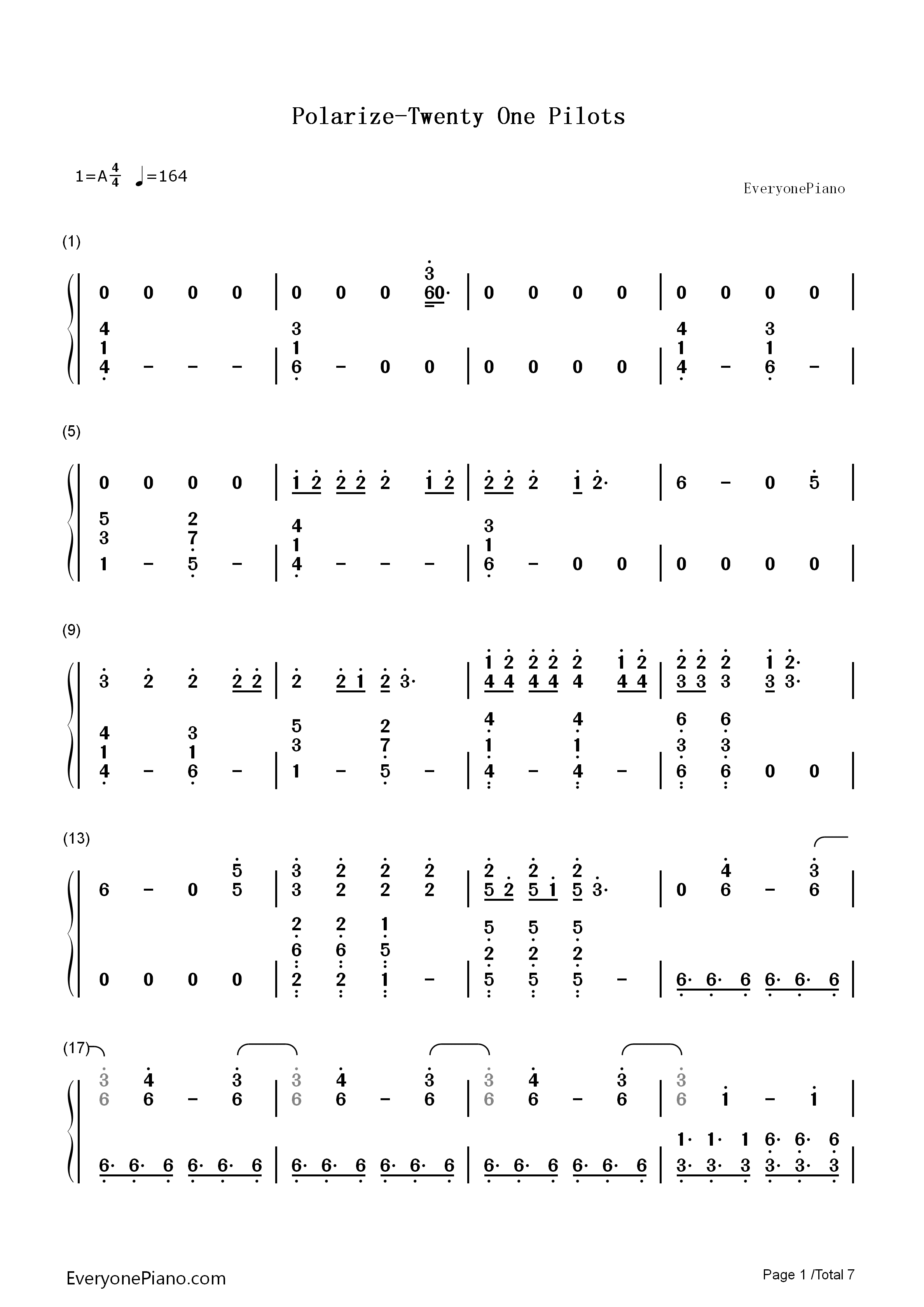 Polarize钢琴简谱_Twenty_One_Pilots演唱