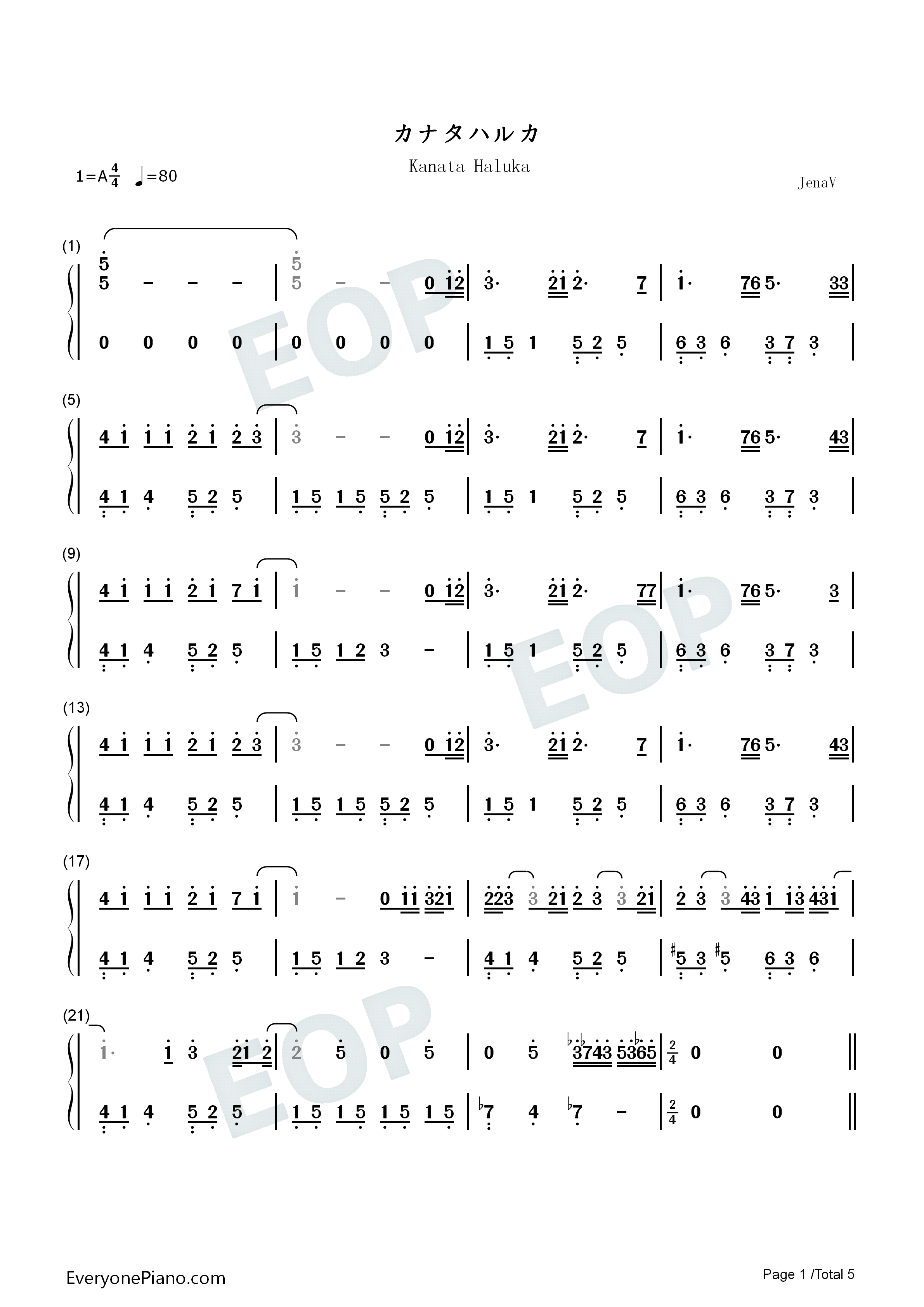 カナタハルカ钢琴简谱_RADWIMPS演唱