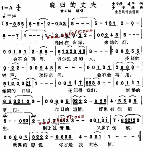 晚归的丈夫__童安格简谱