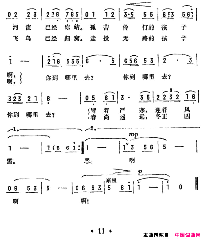 冬天的歌电影_刀光虎影_插曲简谱