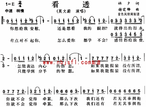 看透__莫文蔚简谱