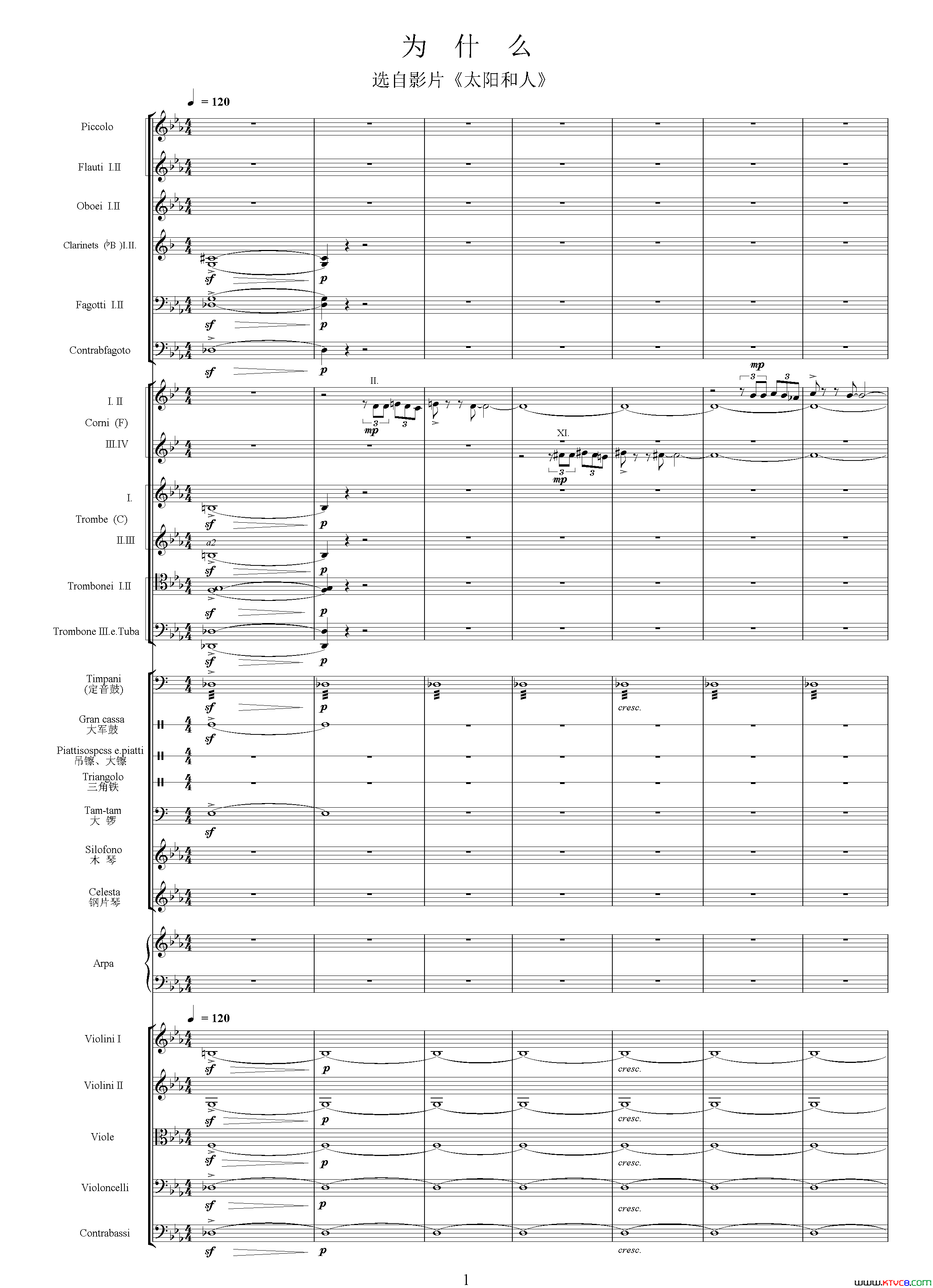 为什么选自影片_太阳和人_、交响乐队总谱简谱