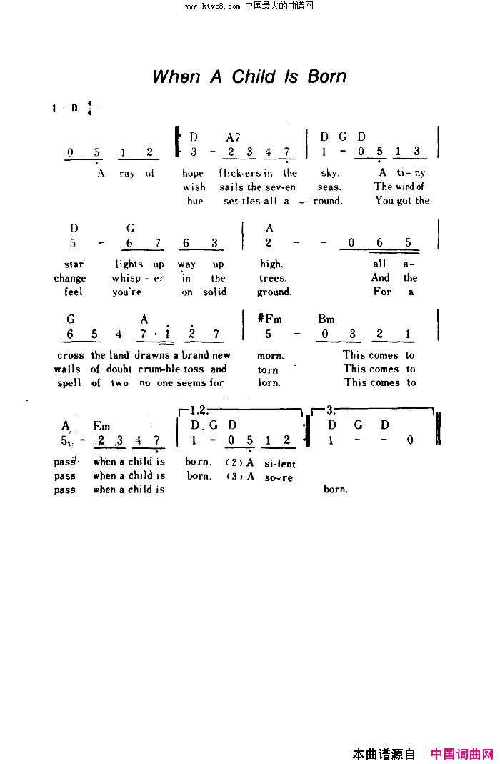 WhenAChildIsBorn简谱_Boney_M演唱