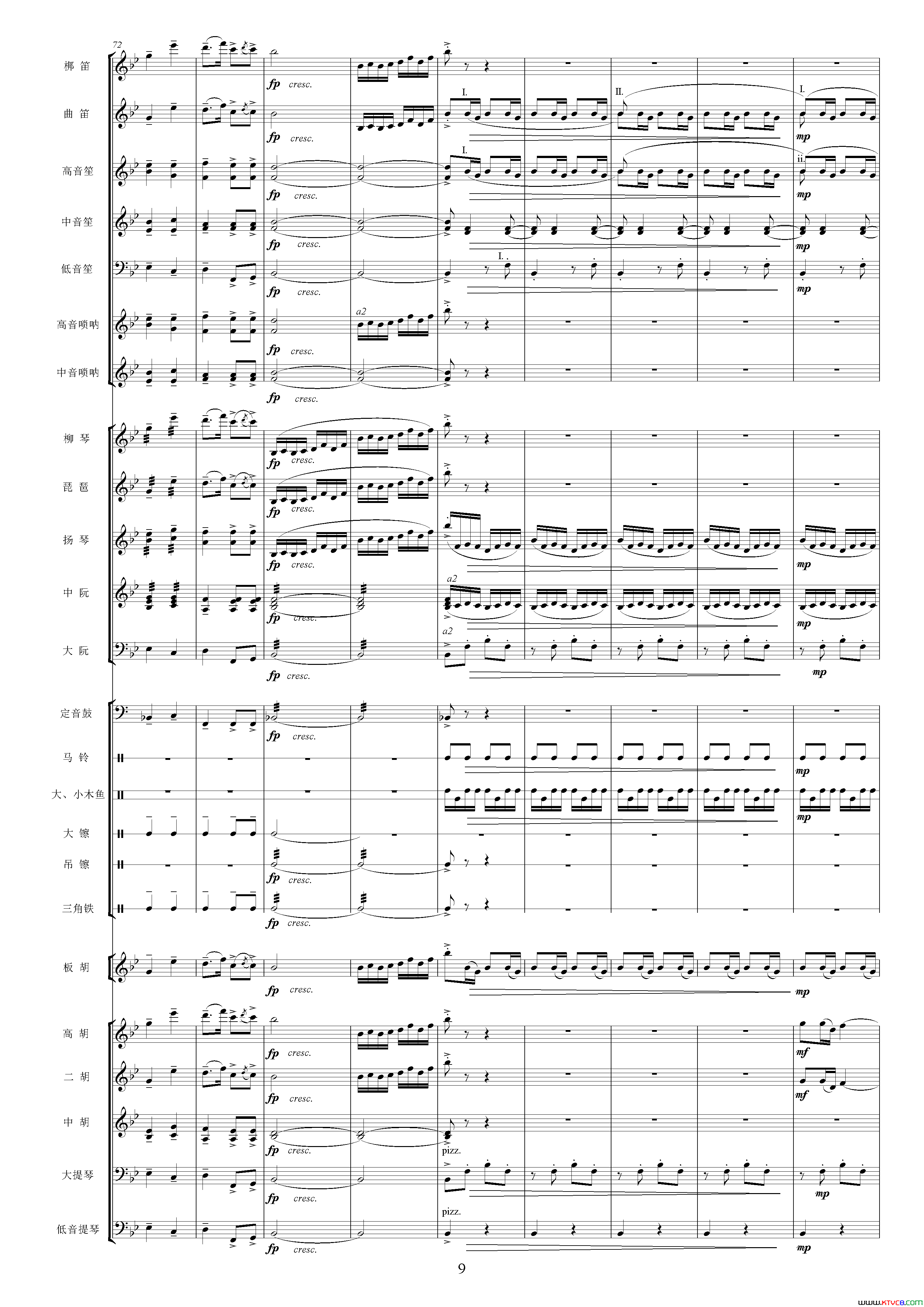 沿着社会主义大道奔前方影片_青松林_主题曲、交响乐队总谱简谱