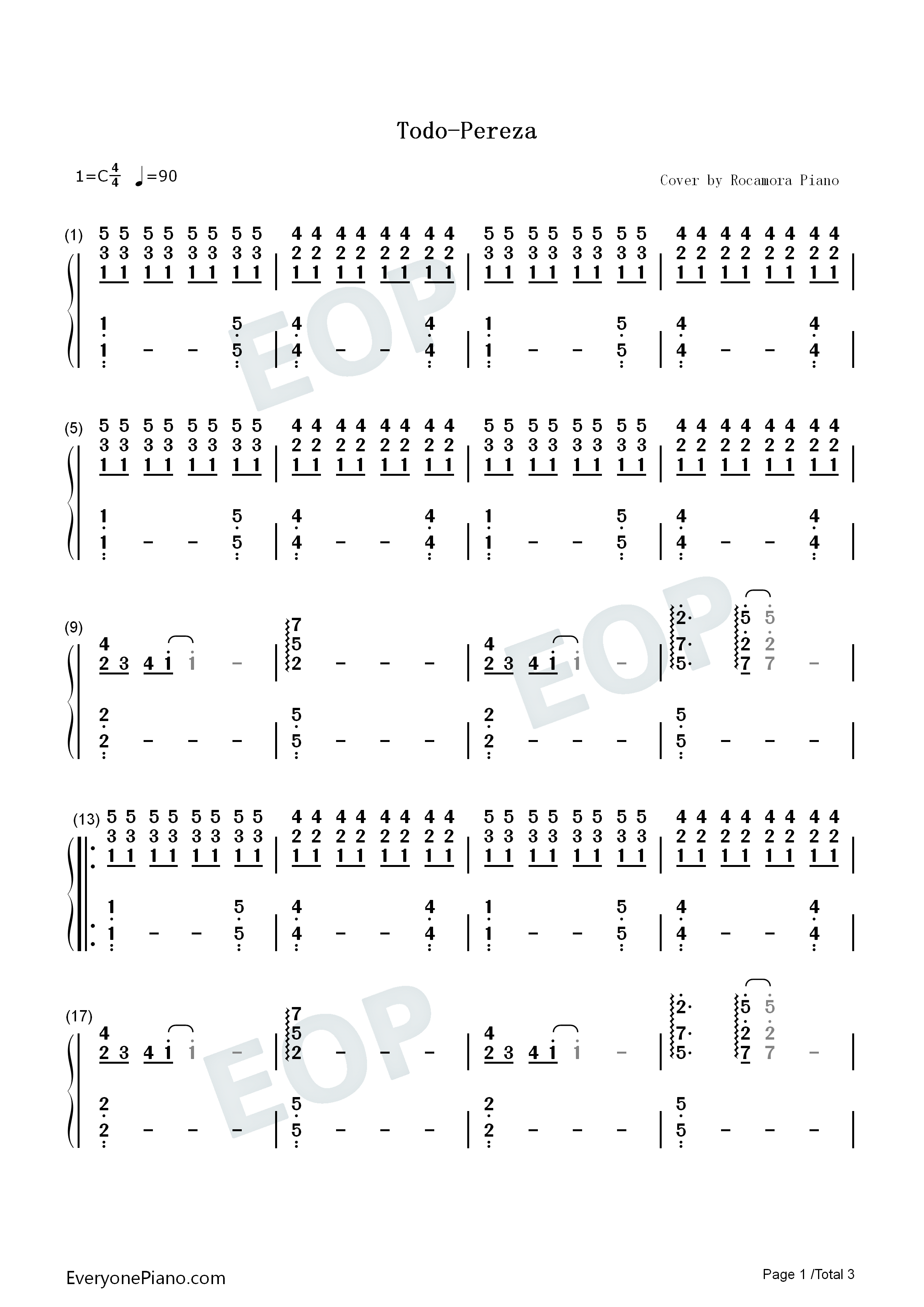 Todo钢琴简谱_Pereza演唱