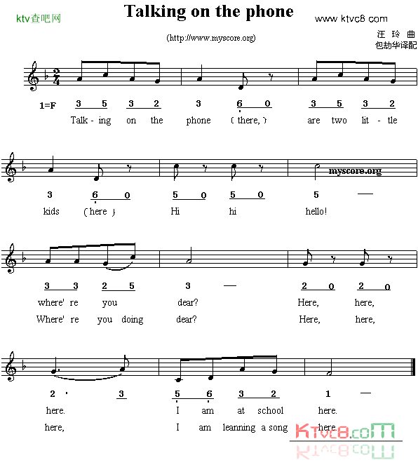 Talkingonthephong线简谱混排版、英文儿歌简谱